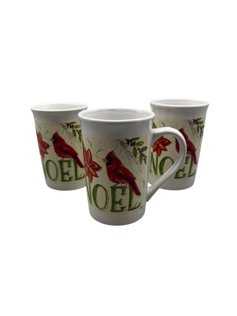Set Of 3 Noel Cardinal Christmas Mugs royal norfolk coffee coco cup white READ